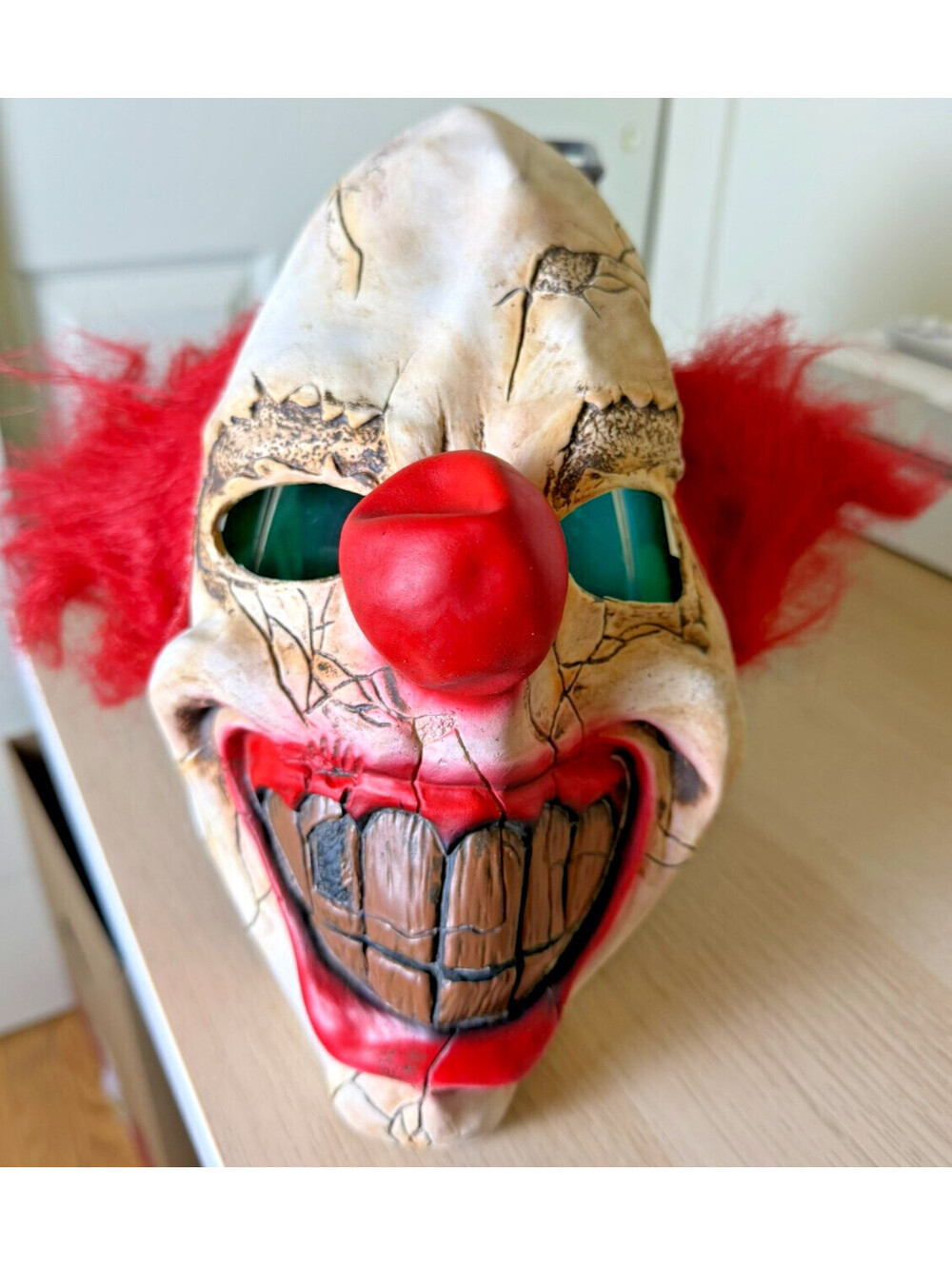 Scary Evil Clown Mask Red Hair Rubber Plastic Halloween Costume Creepy Adult